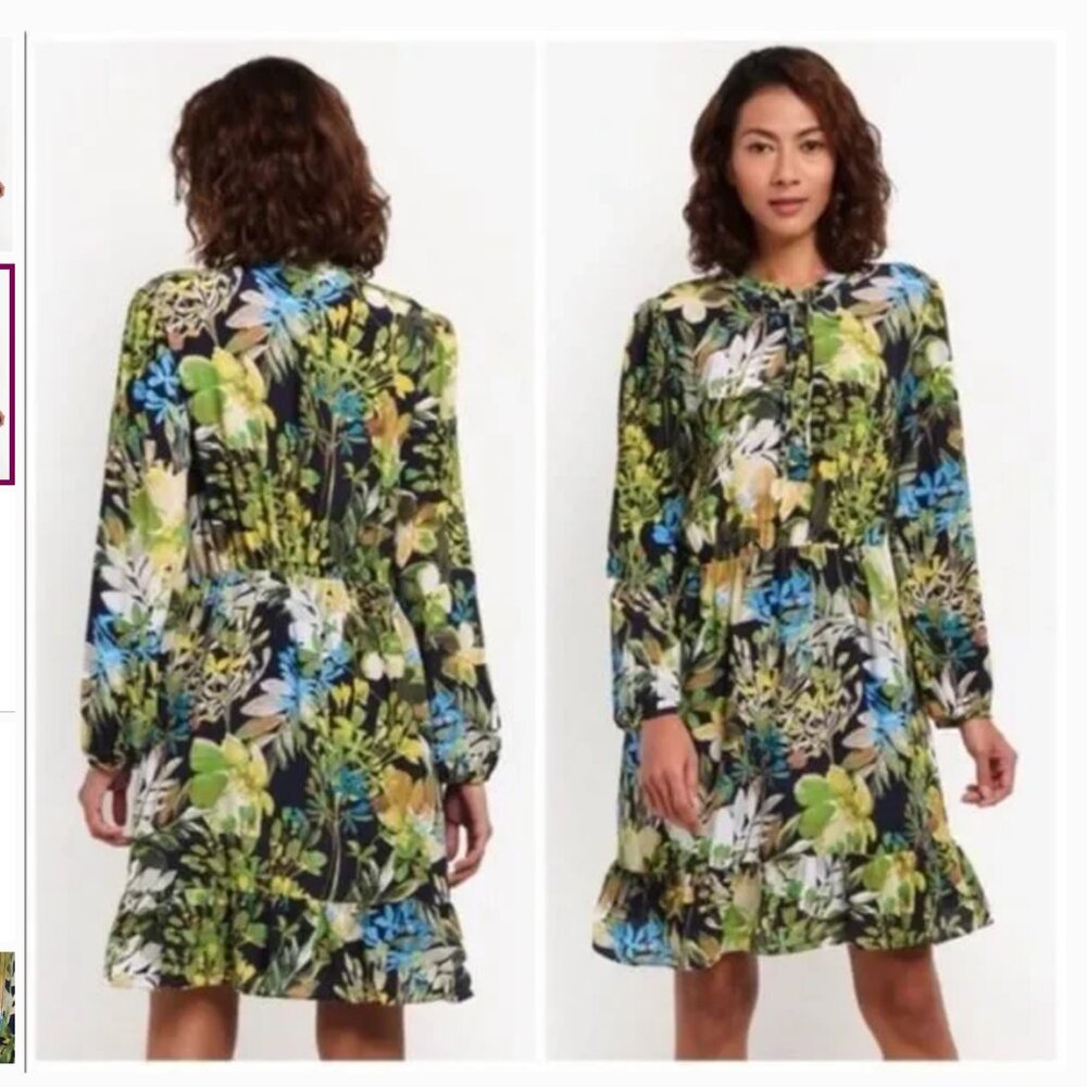 J. Crew Watercolor Silk Floral Dress Long Sleeve - Size XS